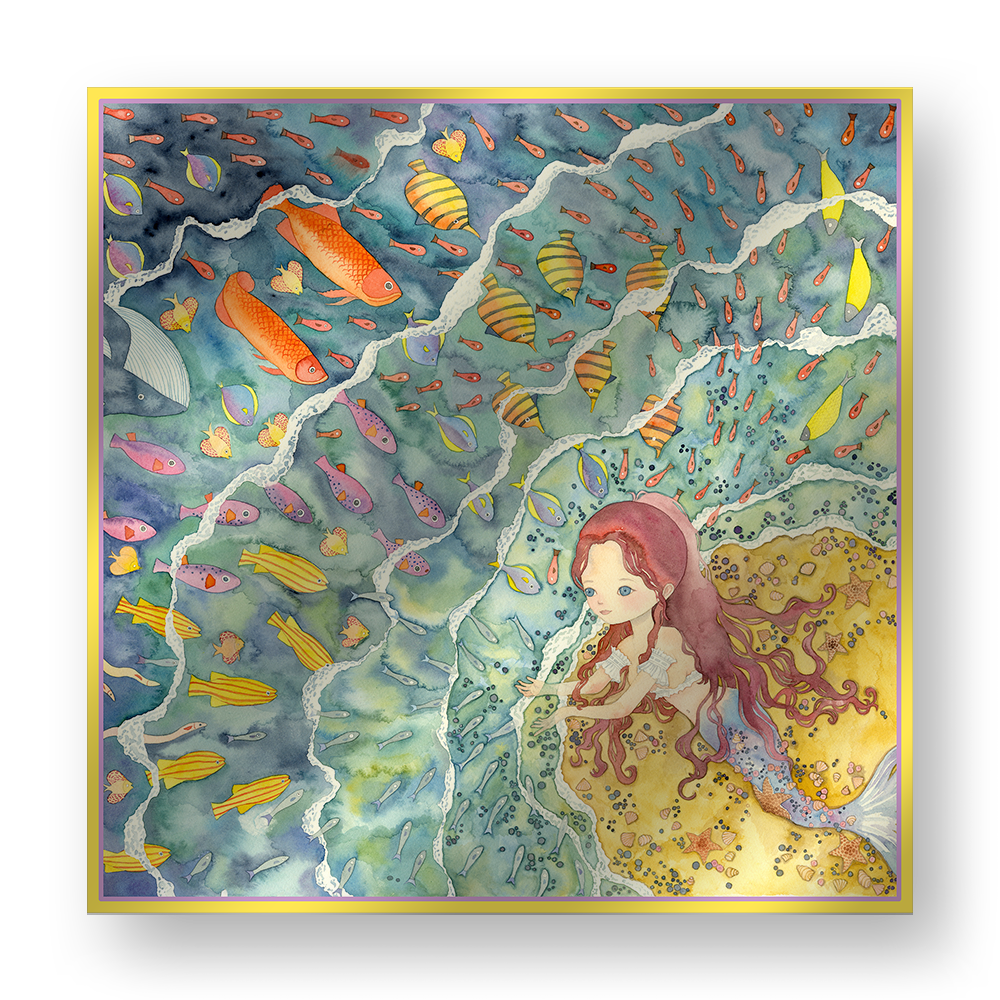 Aquatic Serenade | Designer Silk Scarf | Heavyweight | Double Sided