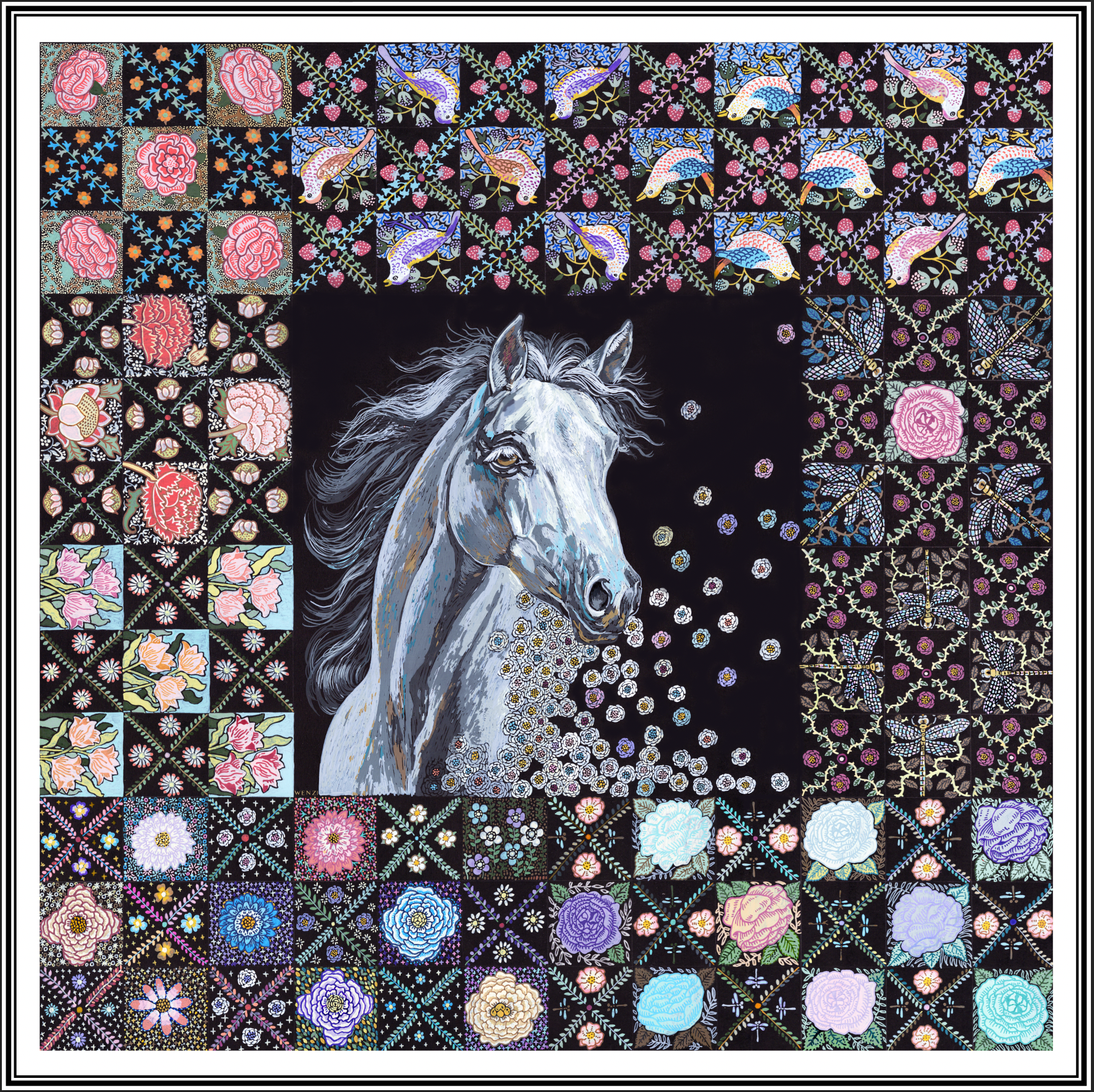 The Starlit Rider| Designer Silk Scarf | Heavyweight | Double Sided