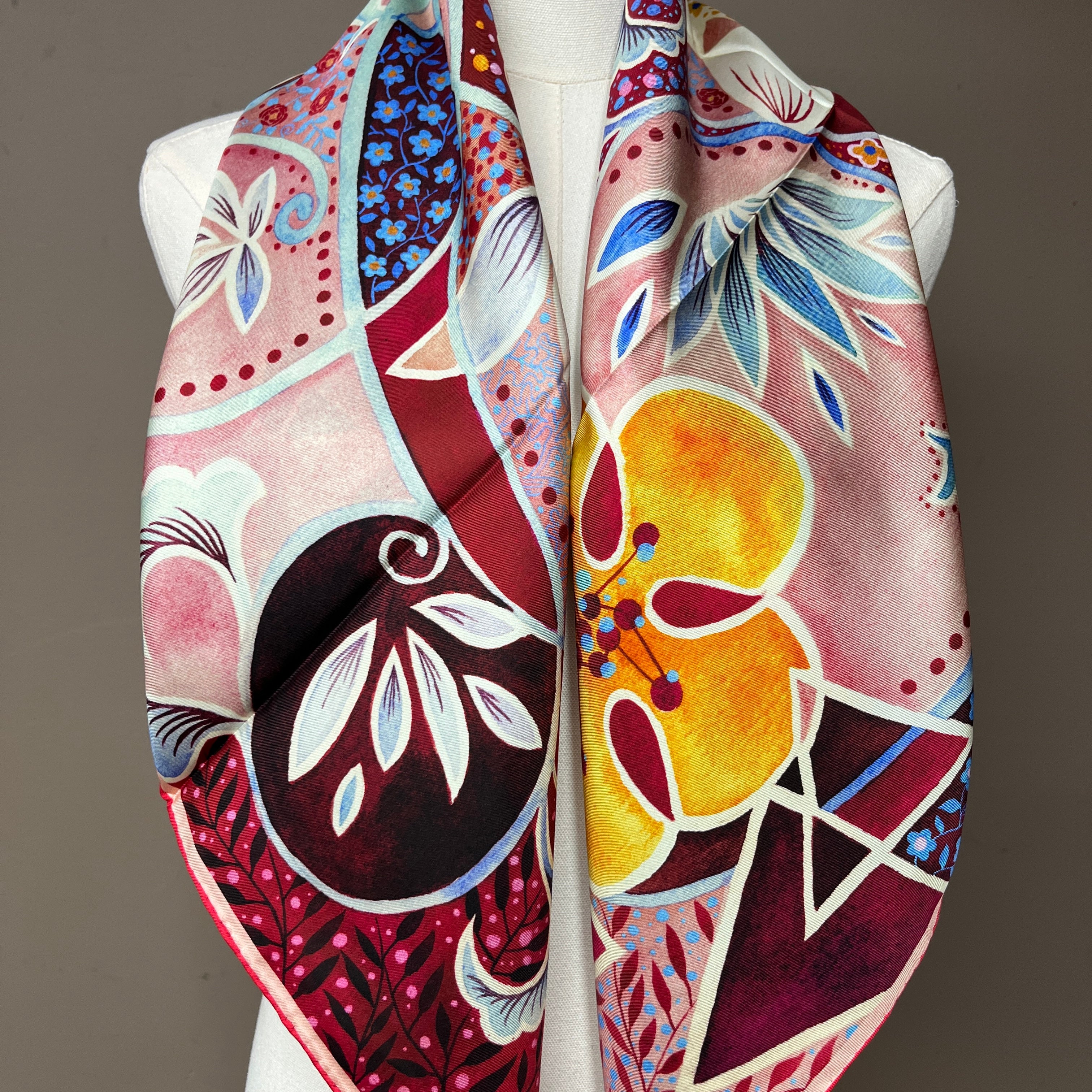Rhythms of Bloom A｜ Designer Silk Scarf | Heavyweight | Double Sided