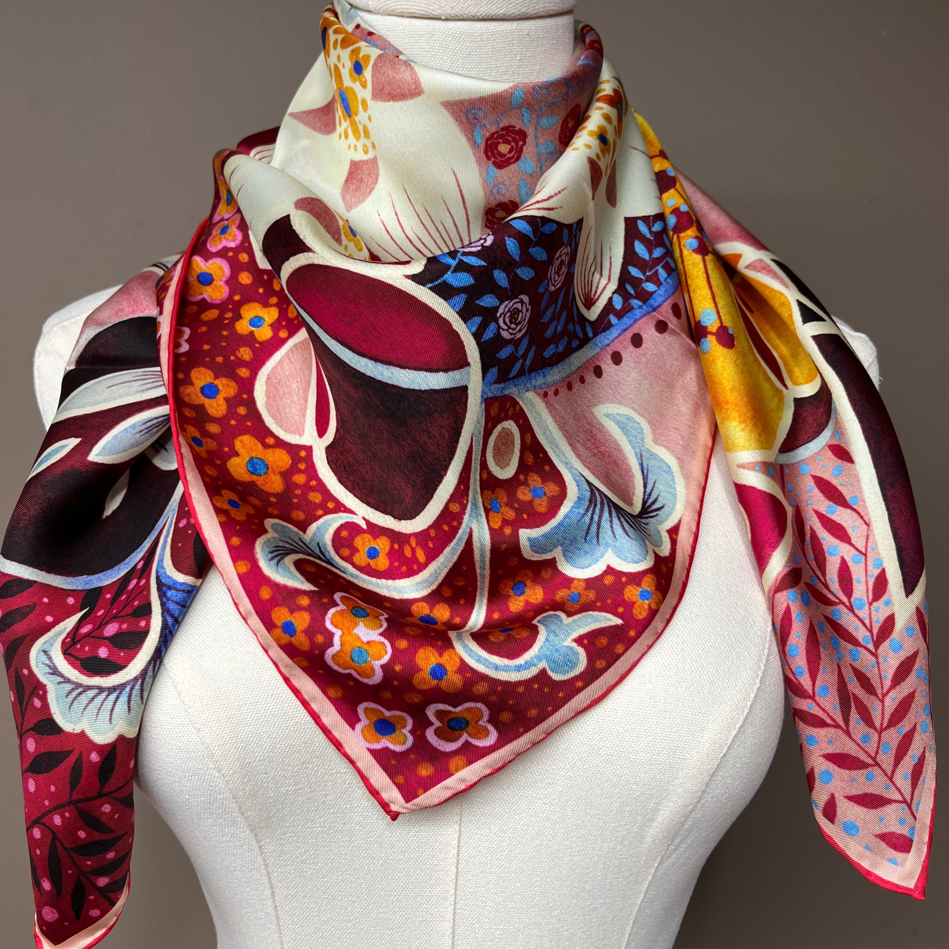 Rhythms of Bloom A｜ Designer Silk Scarf | Heavyweight | Double Sided
