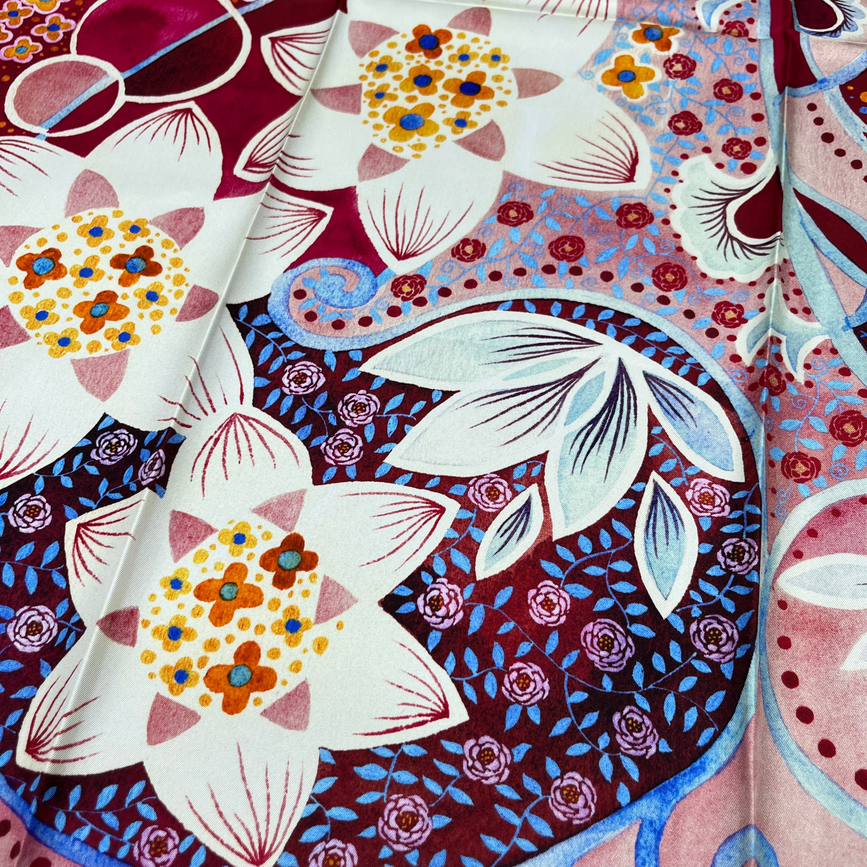 Rhythms of Bloom A｜ Designer Silk Scarf | Heavyweight | Double Sided