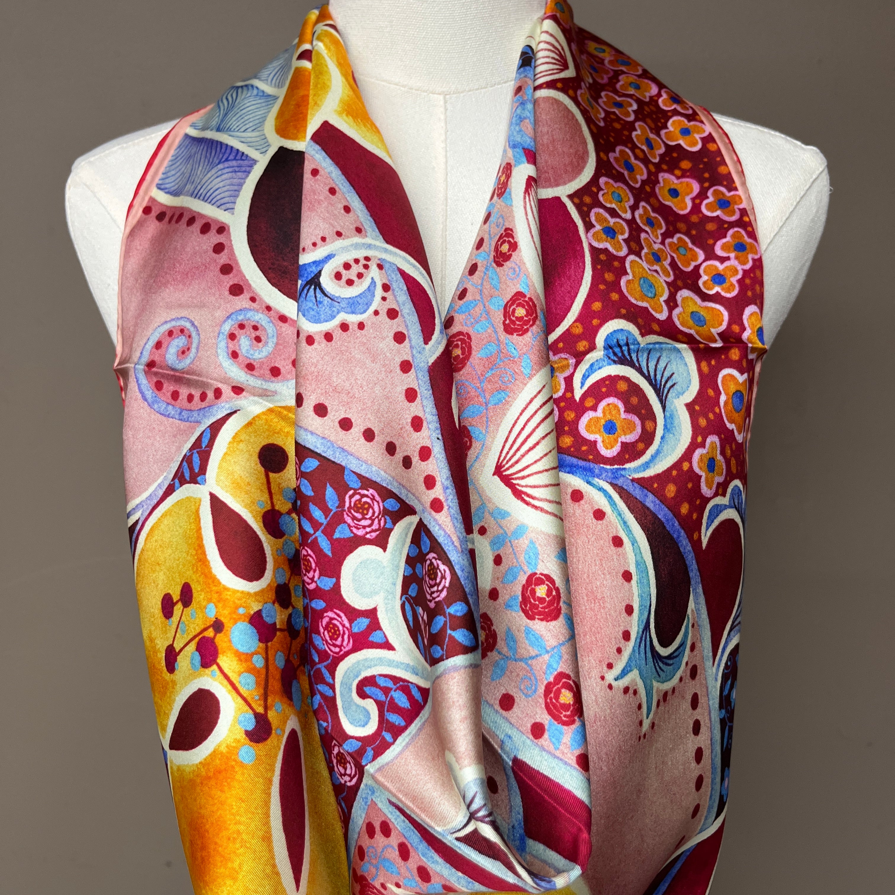 Rhythms of Bloom A｜ Designer Silk Scarf | Heavyweight | Double Sided