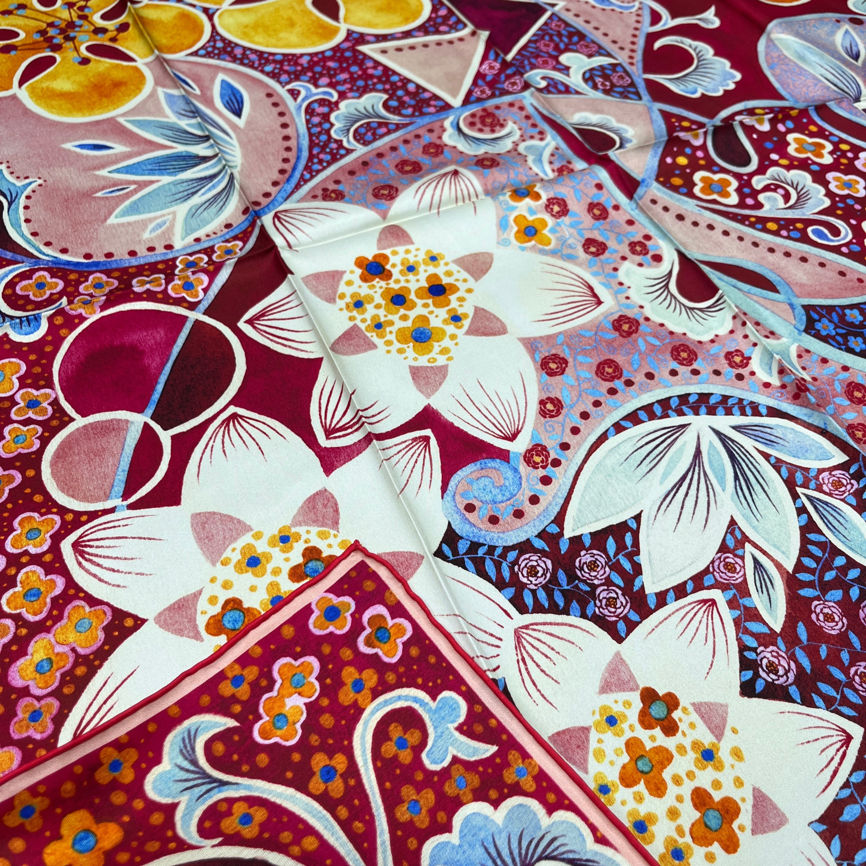 Rhythms of Bloom A｜ Designer Silk Scarf | Heavyweight | Double Sided