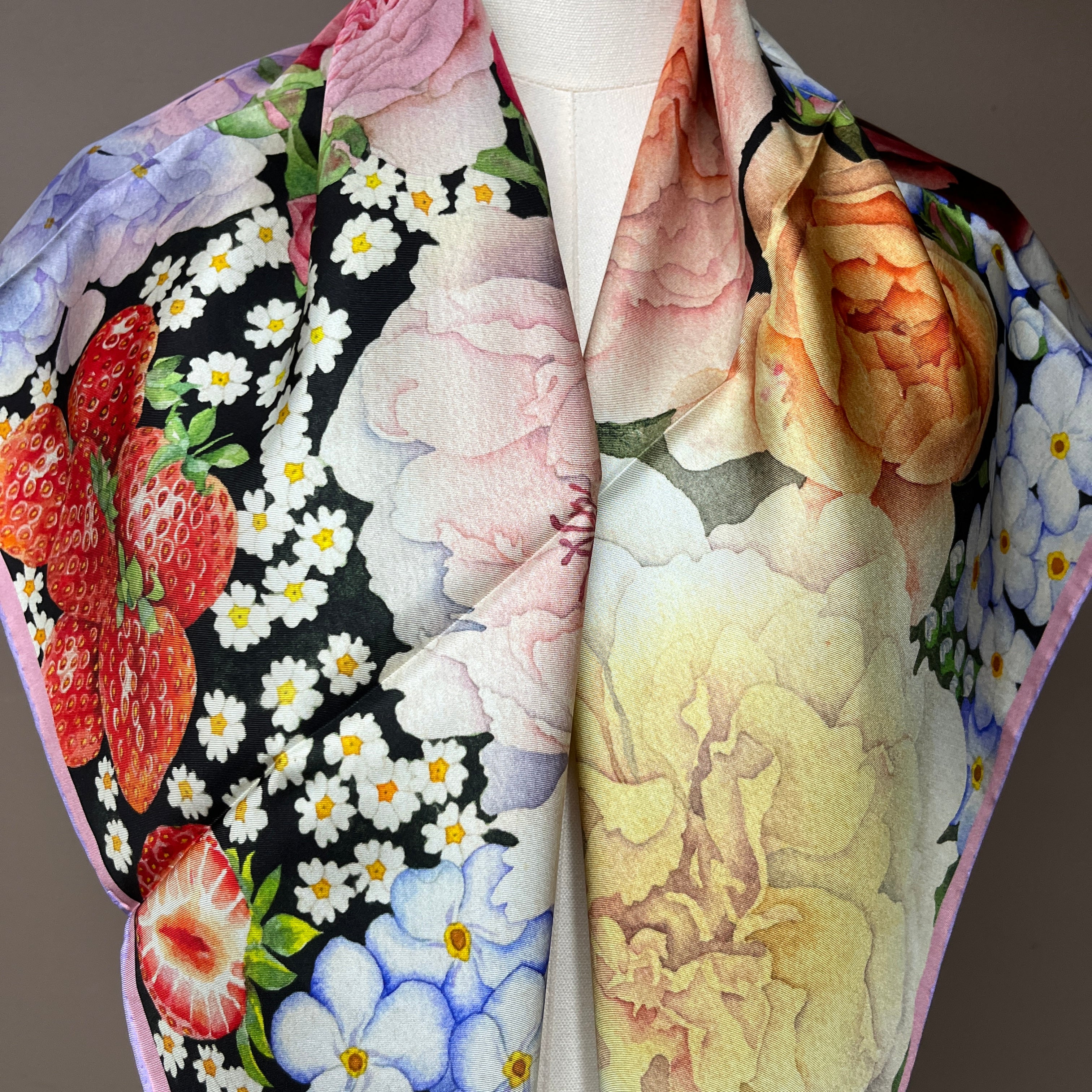 Garden Sonata｜ Designer Silk Scarf | Heavyweight | Double Sided