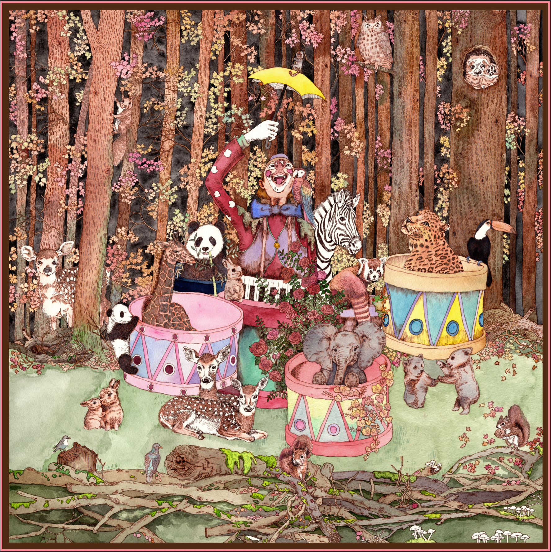 The Forest Circus｜ Designer Silk Scarf | Heavyweight | Double Sided