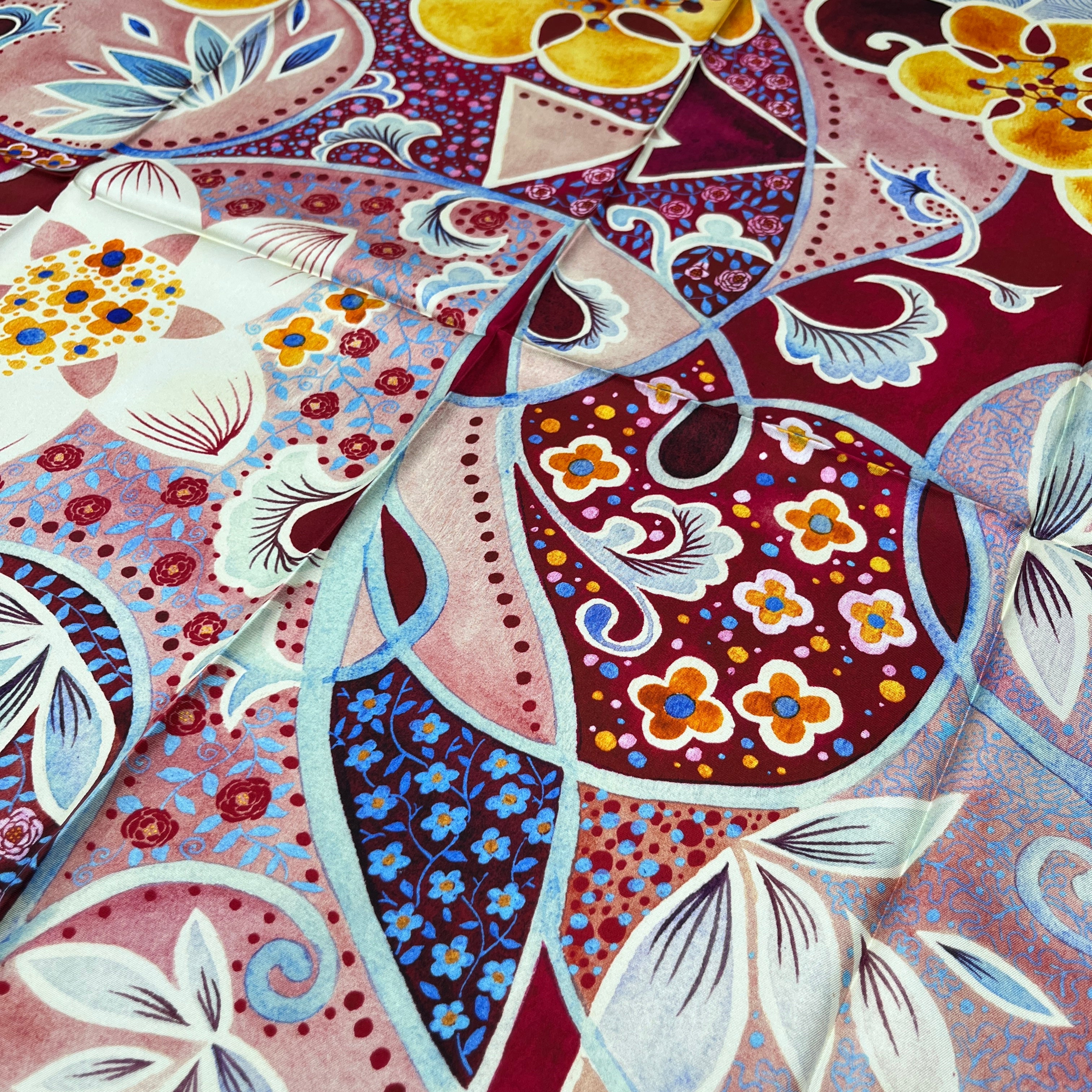 Rhythms of Bloom A｜ Designer Silk Scarf | Heavyweight | Double Sided
