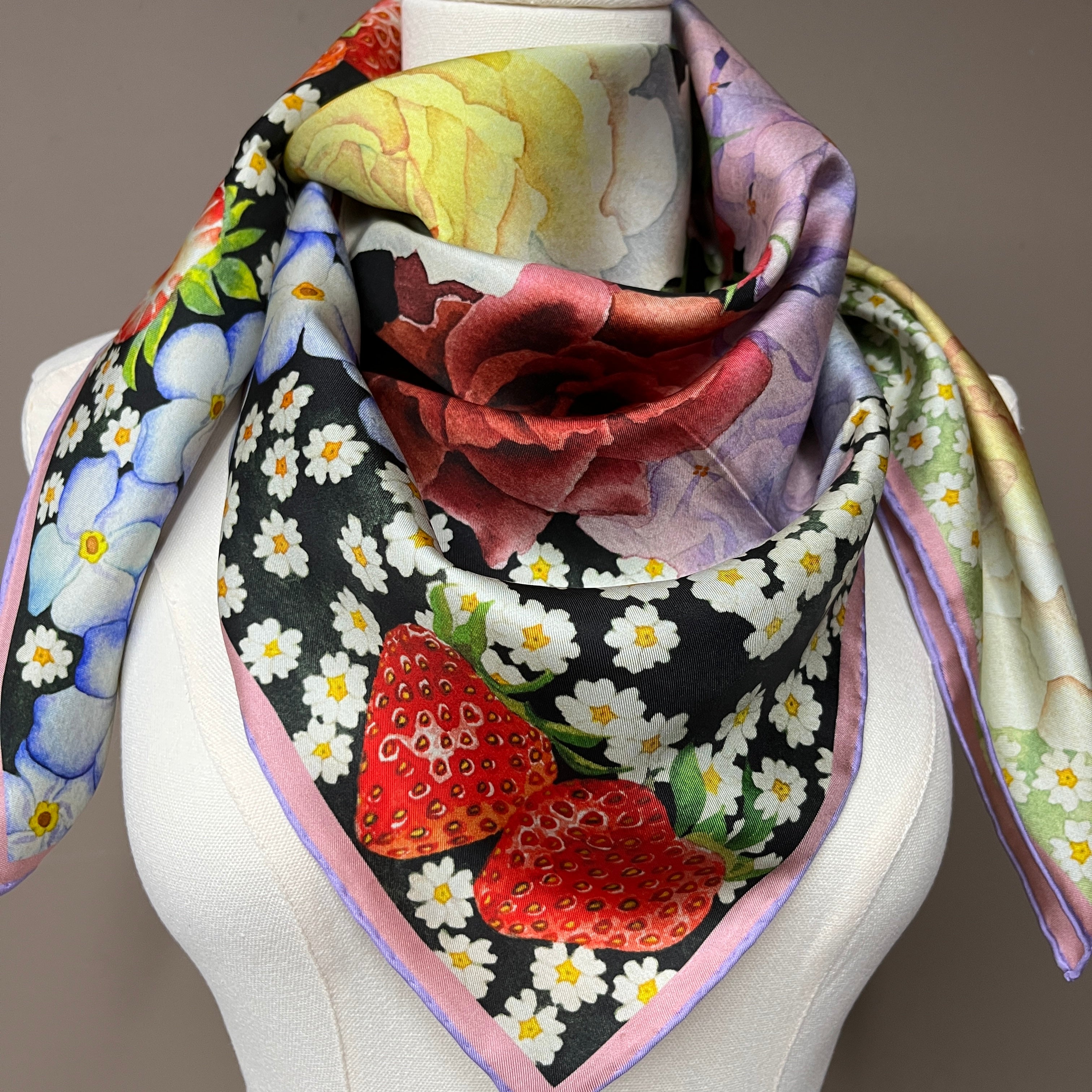 Garden Sonata｜ Designer Silk Scarf | Heavyweight | Double Sided