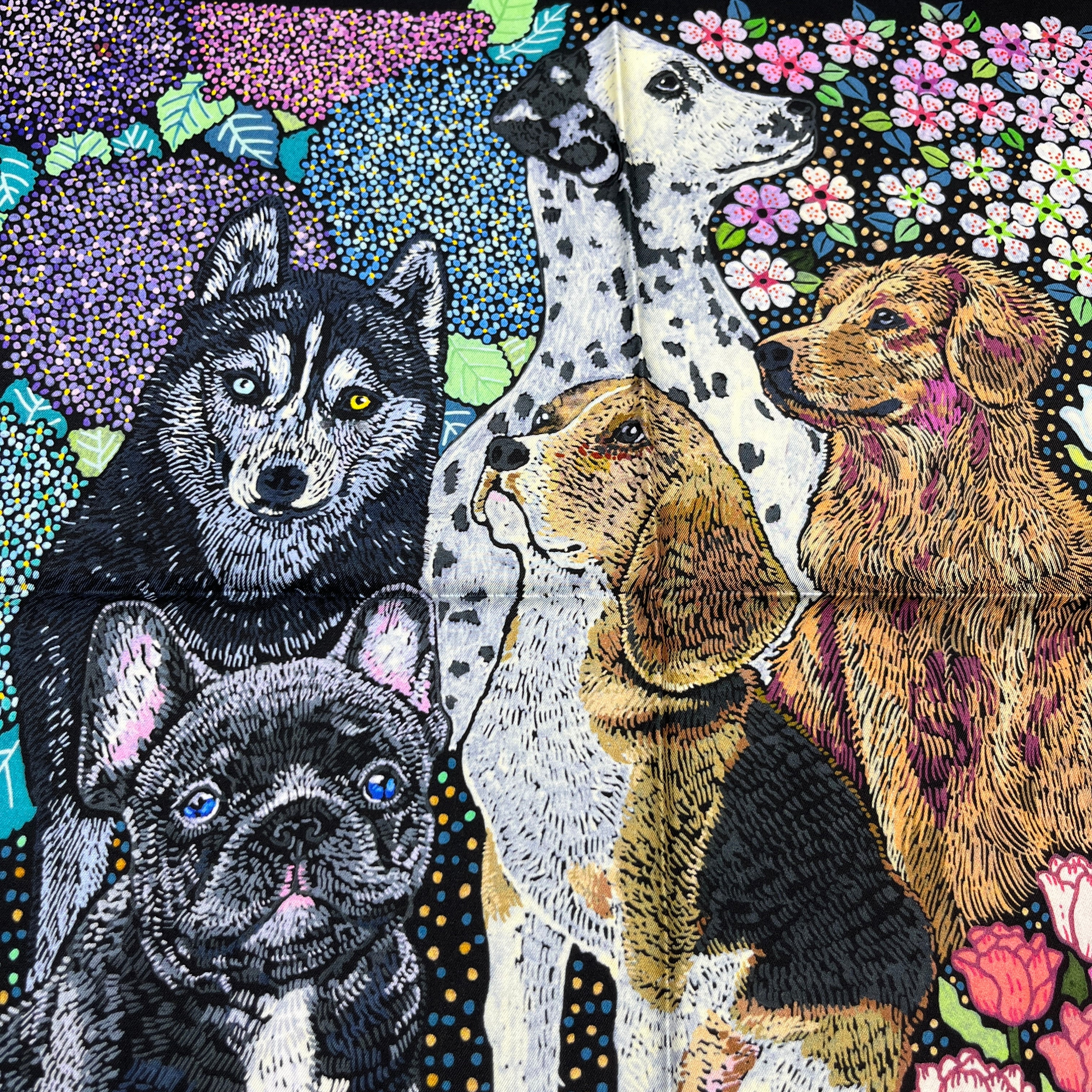 Whiskered Court: The Canine Chapter｜ Designer Silk Scarf | Heavyweight | Double Sided