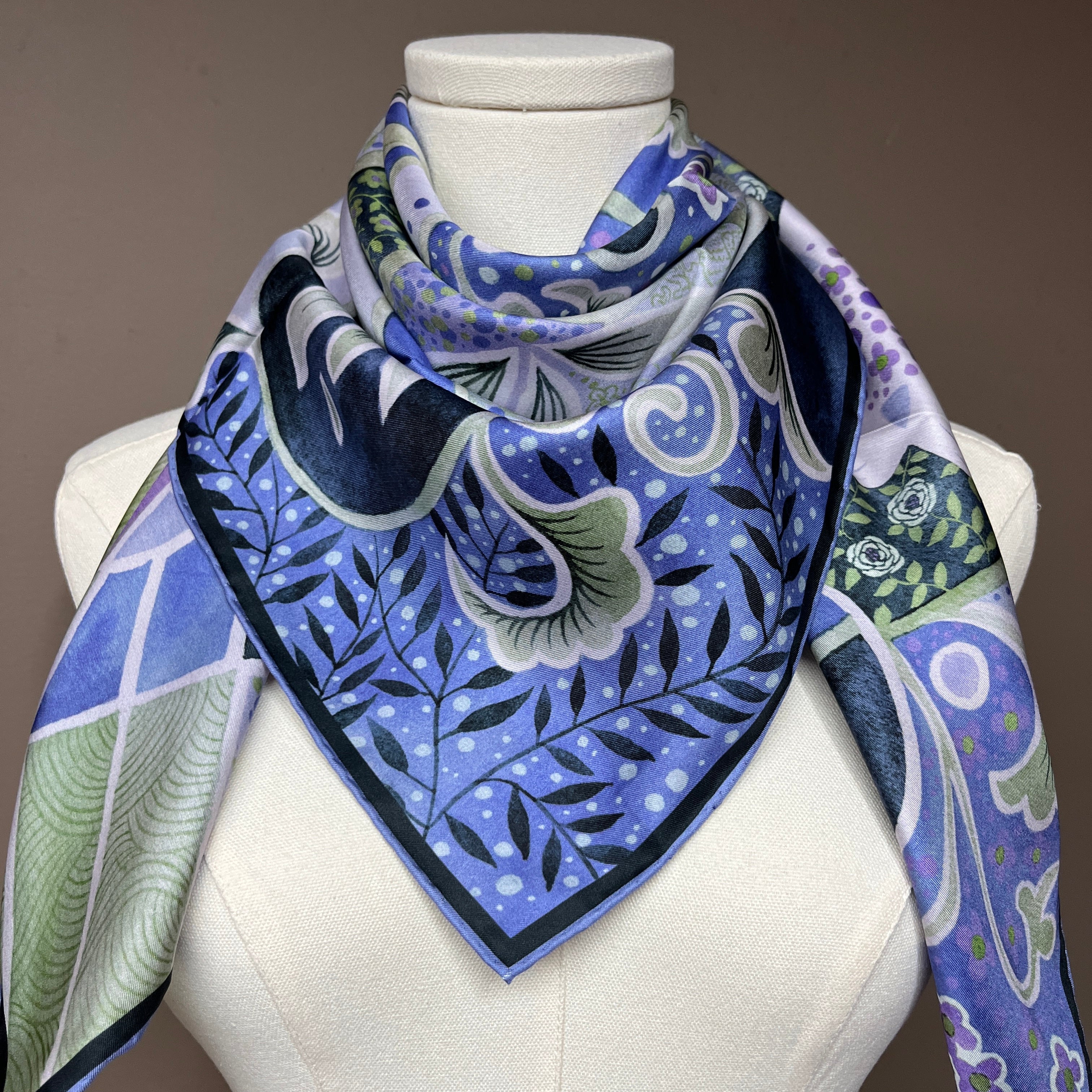 Rhythms of Bloom B｜ Designer Silk Scarf | Heavyweight | Double Sided