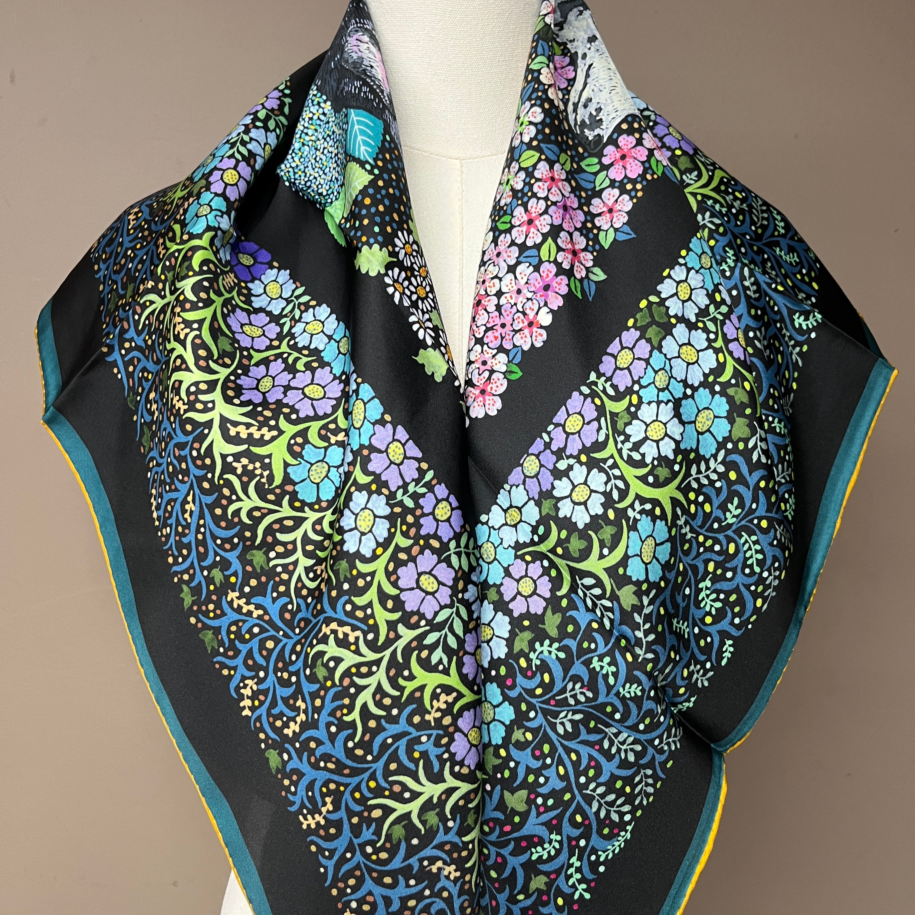 Whiskered Court: The Canine Chapter｜ Designer Silk Scarf | Heavyweight | Double Sided
