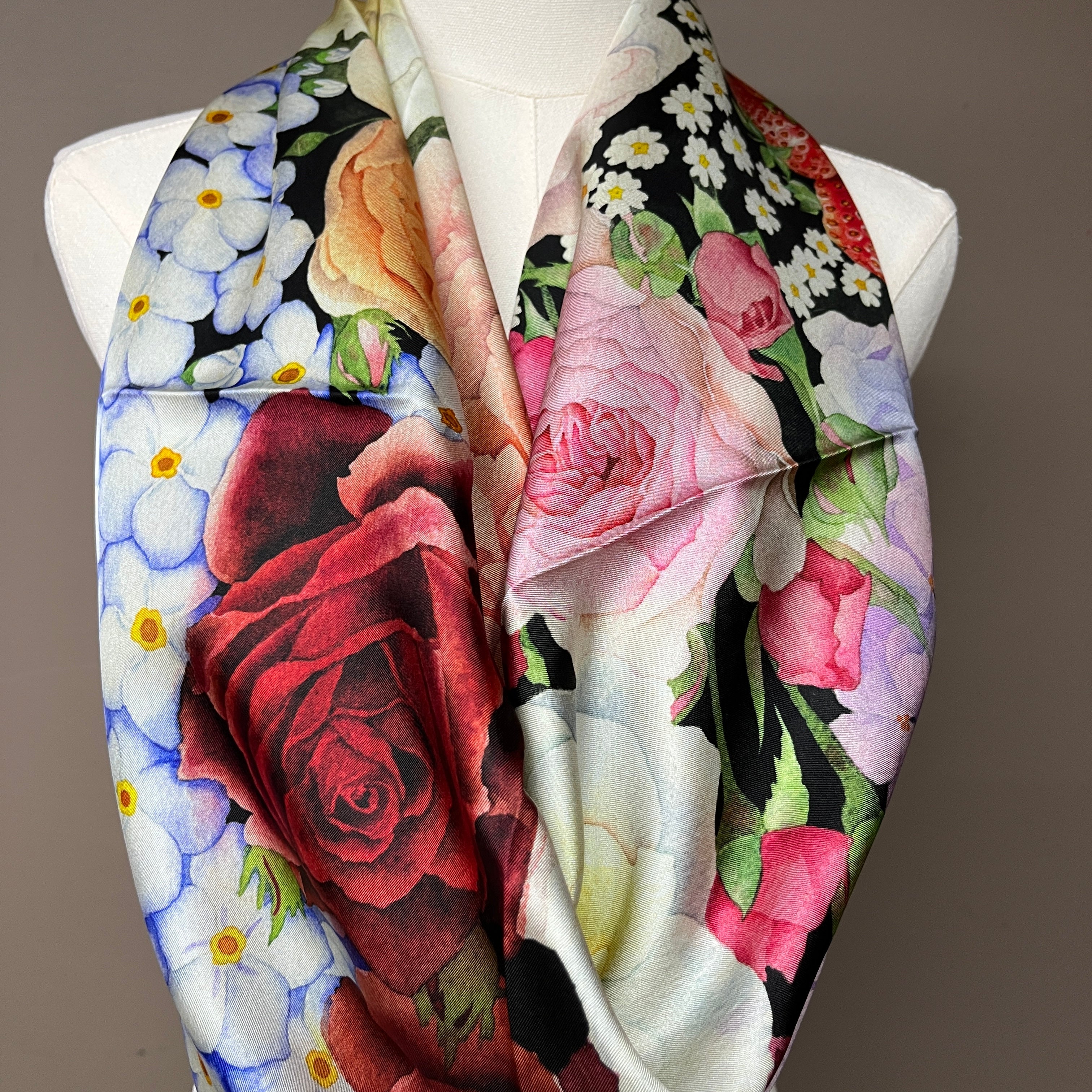 Garden Sonata｜ Designer Silk Scarf | Heavyweight | Double Sided