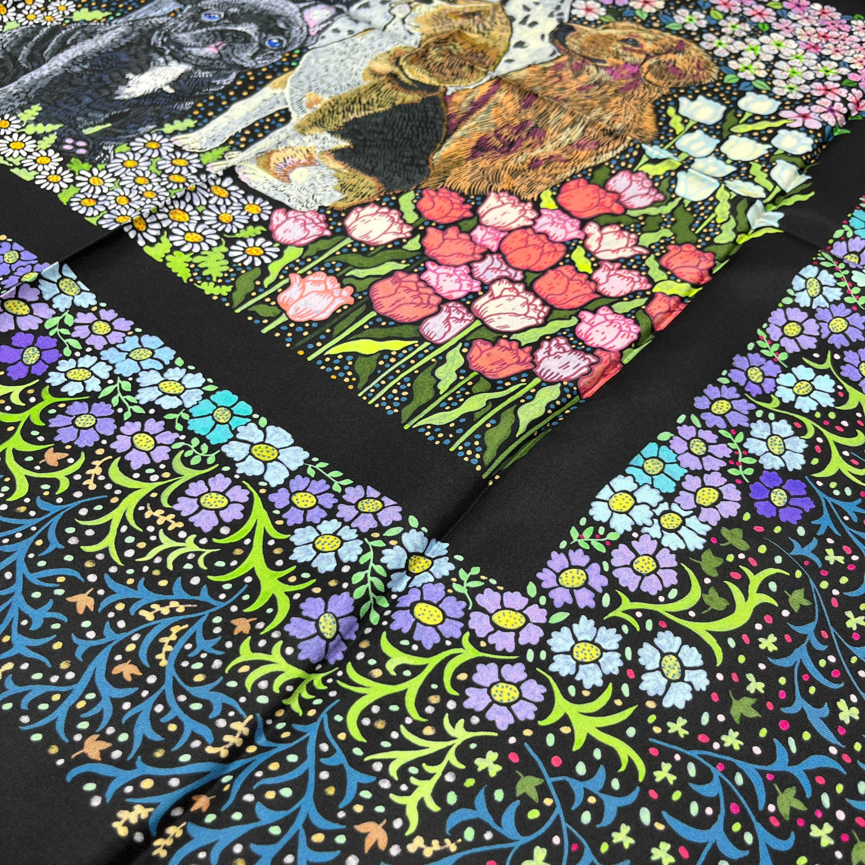 Whiskered Court: The Canine Chapter｜ Designer Silk Scarf | Heavyweight | Double Sided