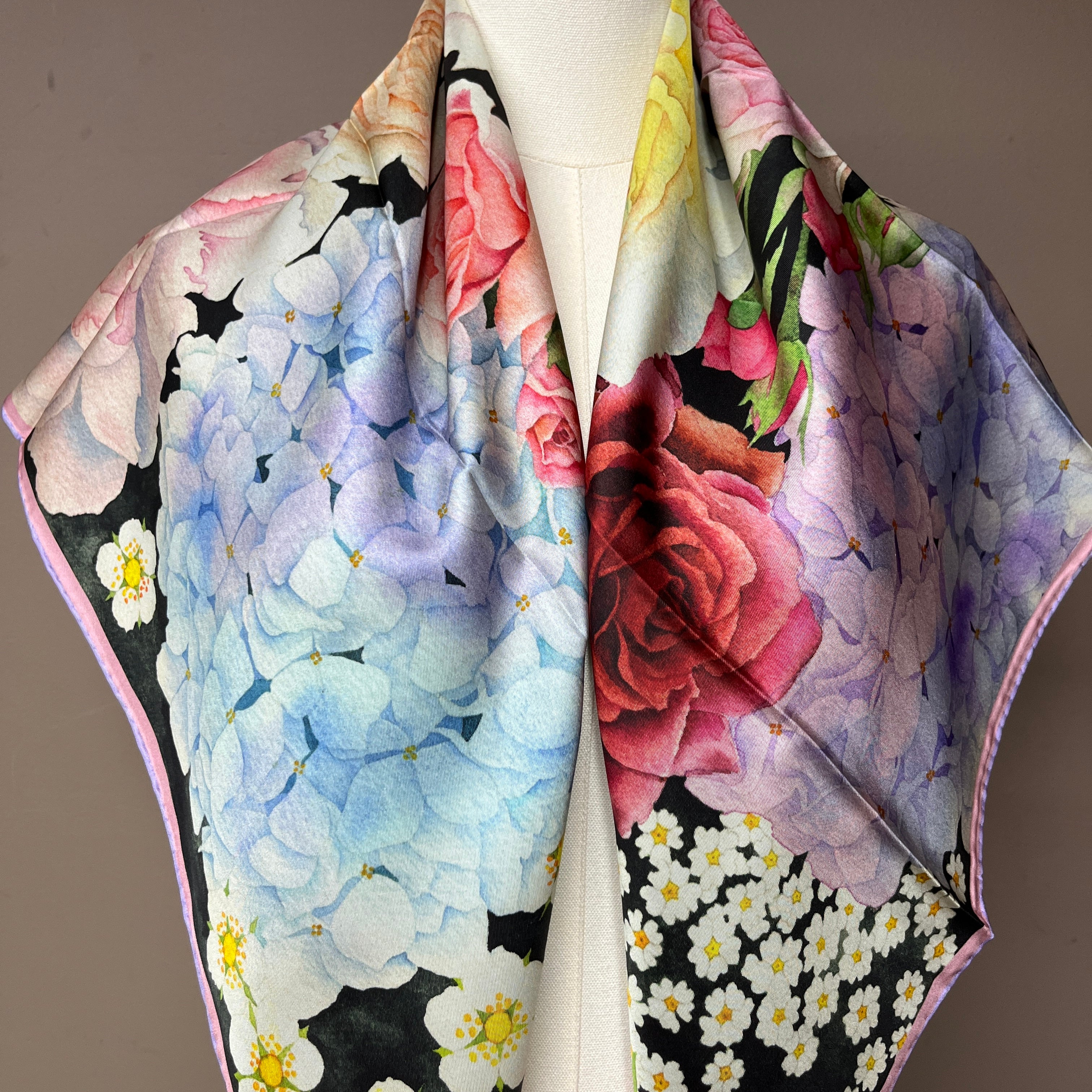 Garden Sonata｜ Designer Silk Scarf | Heavyweight | Double Sided